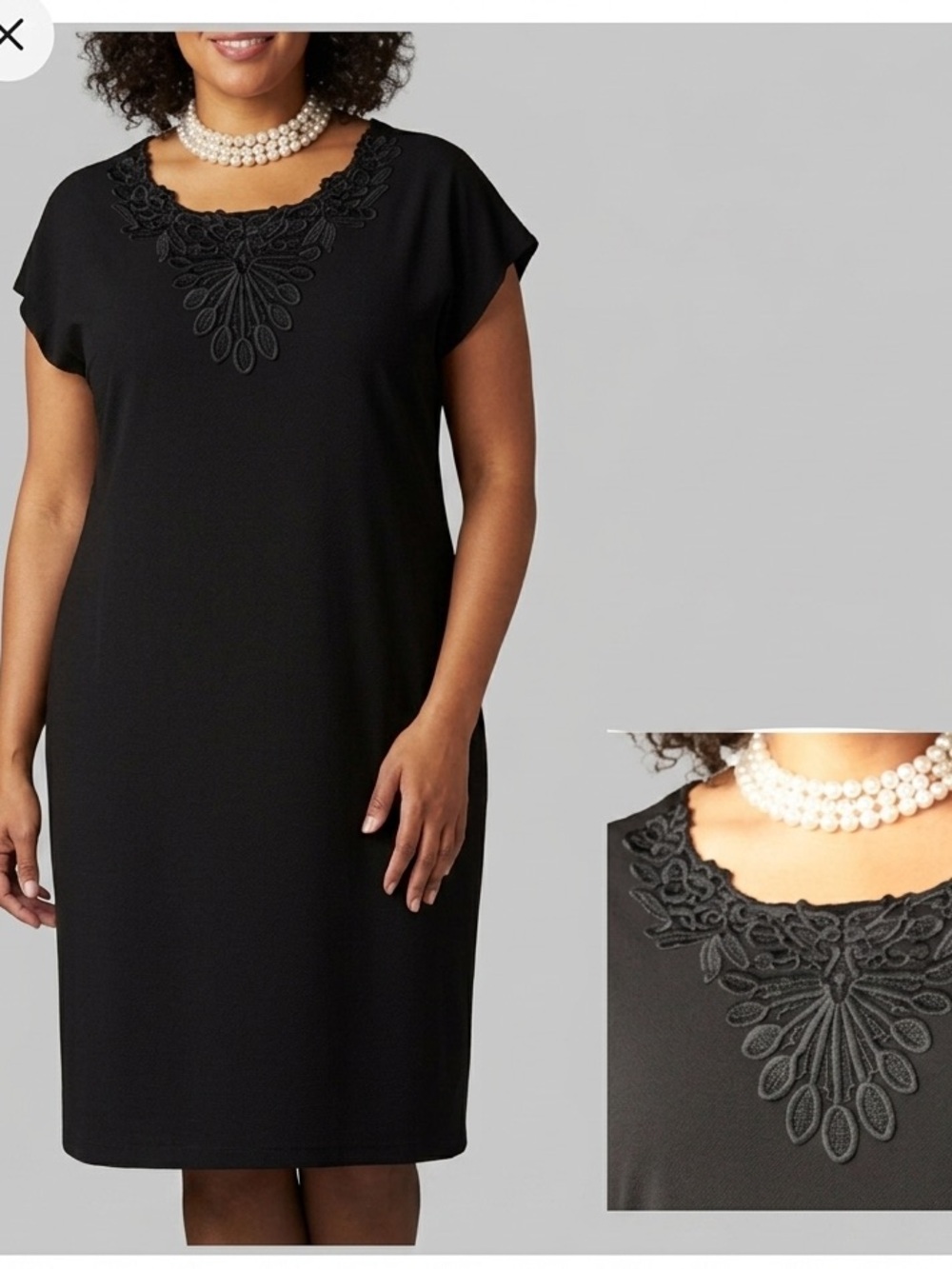 SIGNATURE COLLECTION Black Cap Sleeve Midi Dress Size 2X